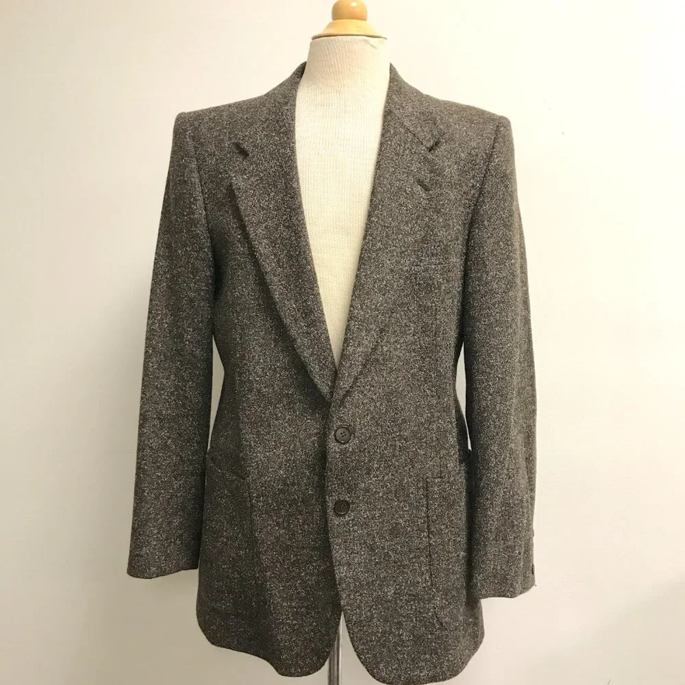 JACQUES FRANCOIS brown wool Tweed blazer made in France Roger Stuart vintage 40